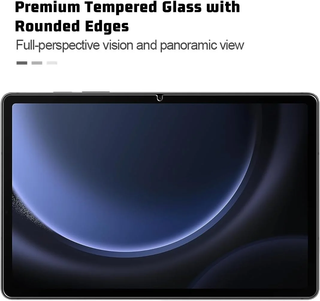 محافظ صفحه نمایش 3 عددی GOZOPO برای تبلت سامسونگ گلکسی تب S9 FE با صفحه نمایش 10.9 اینچی، سختی 9H، ضد خش، فیلم شیشه ای حرارت دیده شفاف HD