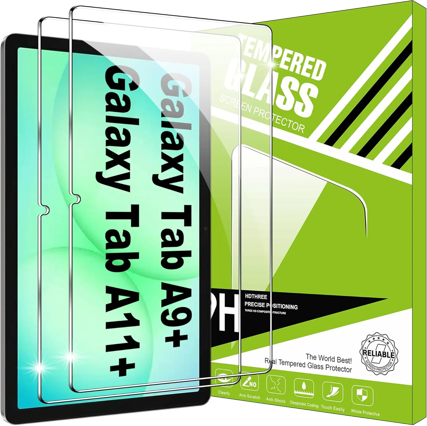 محافظ صفحه نمایش Lemxiee برای تبلت سامسونگ گلکسی تب A9+/A9 پلاس، شیشه حرارت دیده [بسته 2 عددی]، فیلم محافظ صفحه نمایش با سختی 9H، محافظ صفحه نمایش فوق العاده نازک ضد خش برای سامسونگ گلکسی تب A9 پلاس