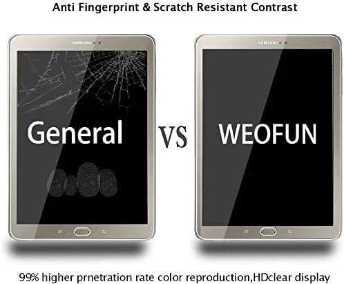 محافظ صفحه نمایش WEOFUN بسته 2 عددی سازگار با Samsung Galaxy Tab S2 T719 T715، محافظ صفحه نمایش شیشه ای برای Samsung Galaxy Tab S2 8.0 اینچ [0.33 میلی متر، 9H، فوق العاده شفاف]
