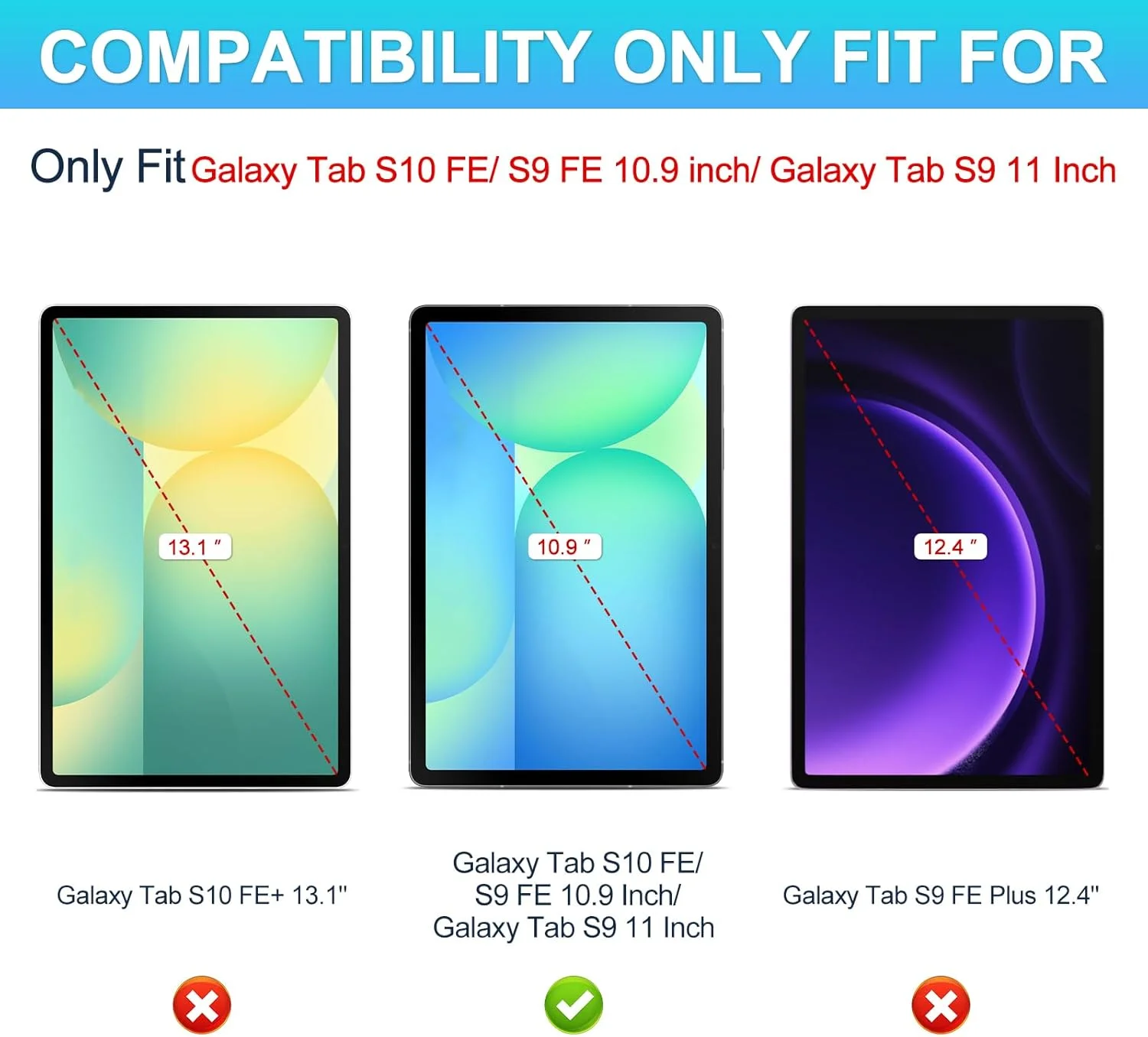 محافظ صفحه نمایش شیشه ای حرارت دیده بدون حباب نصب آسان XunyLyee بسته 3 عددی، مناسب برای تبلت سامسونگ گلکسی تب S10 لایت/ S10 FE/ S9 FE 10.9 اینچ/گلکسی تب S11/ S9 11 اینچ