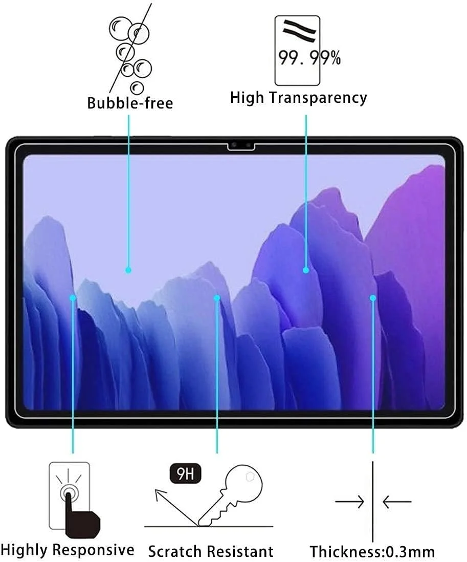 محافظ صفحه نمایش سامسونگ گلکسی تب A7 10.4 (2020) مدل SM-T500 و SM-T505، شیشه حرارت دیده با سختی 9H و لبه گرد 2.5D، مناسب برای گلکسی تب A7 10.4 (2020) مدل SM-T500 و SM-T505 - (دو عددی)