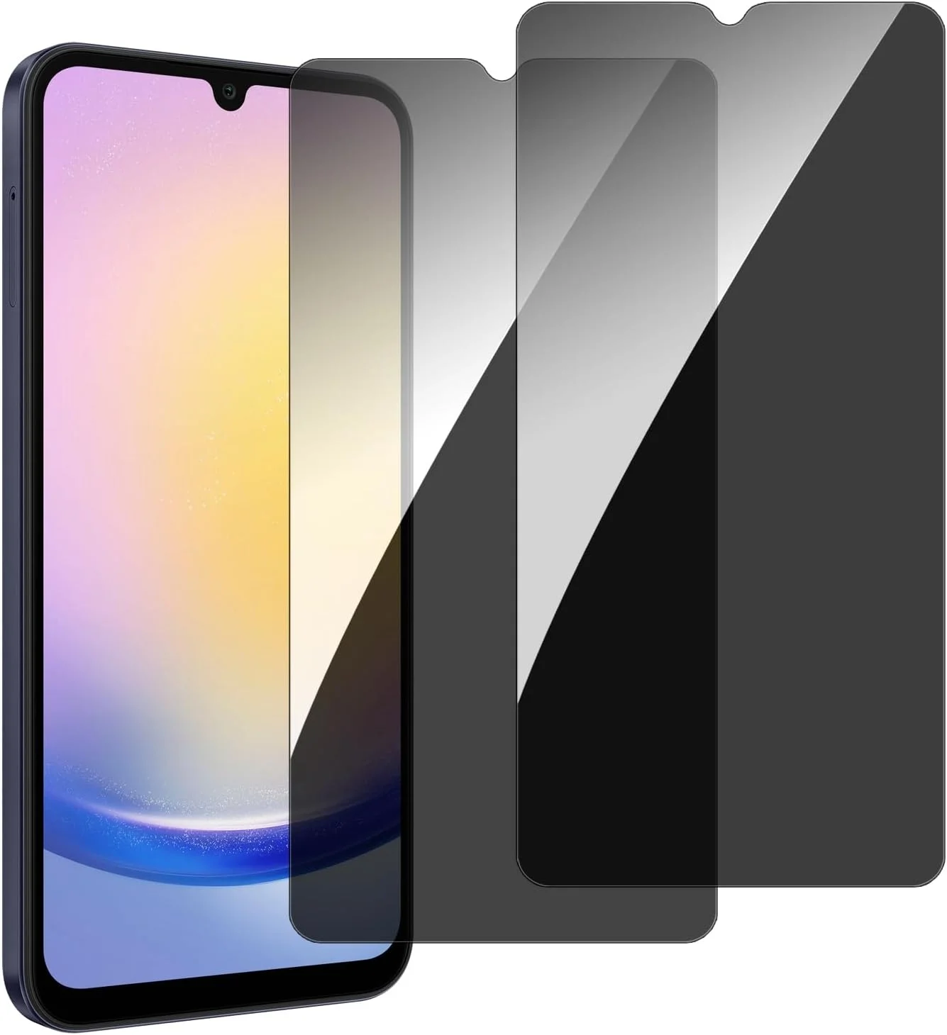 محافظ صفحه نمایش حریم خصوصی chejuza برای Samsung A25 5g [بسته 2 عددی]، سختی 9H، پوشش کامل، شیشه حرارت دیده ضد جاسوسی، محافظ صفحه نمایش HD