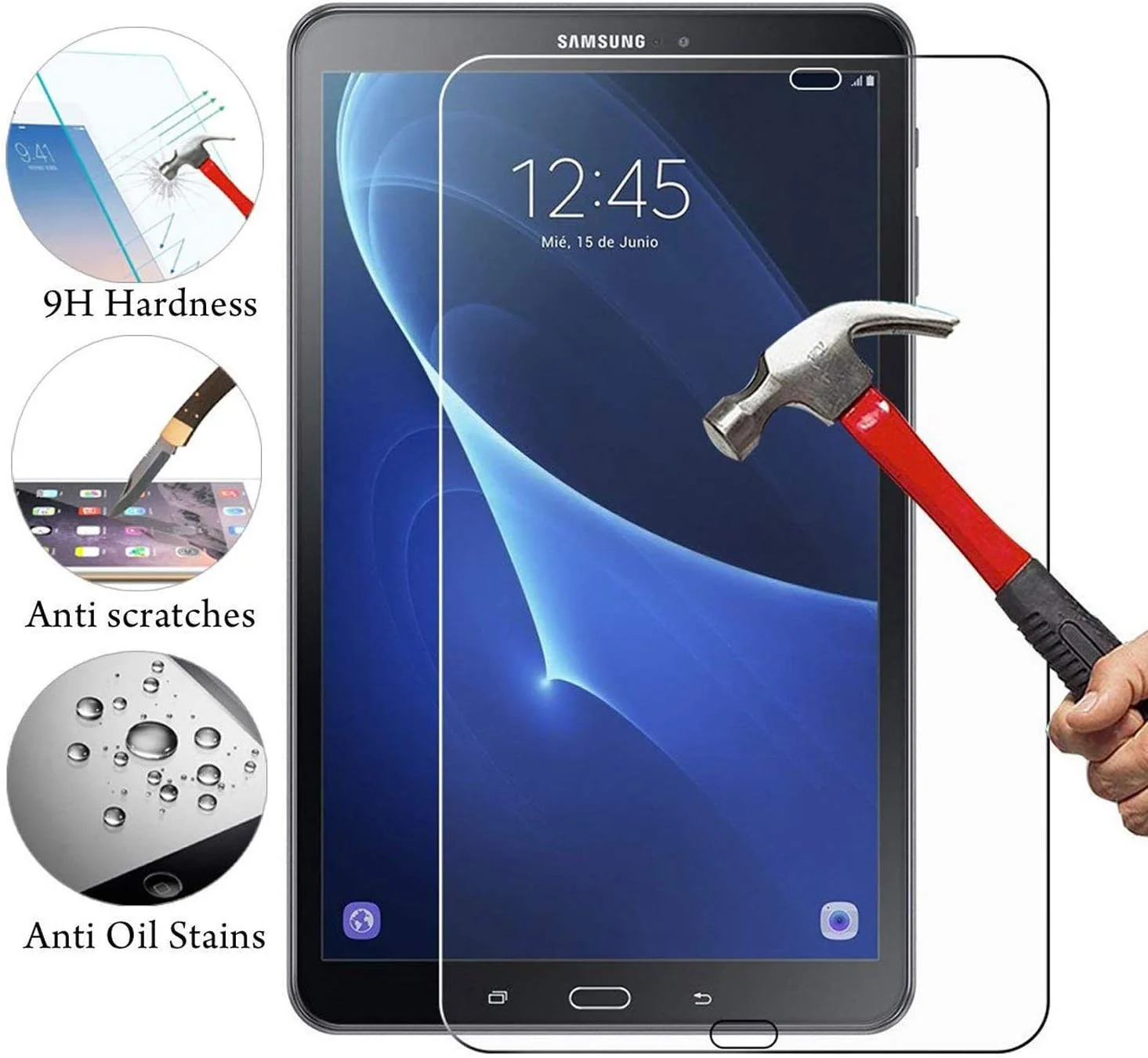 محافظ صفحه نمایش موبایل استاف سامسونگ گلکسی تب A 10.1 (-T580) - شیشه حرارت دیده با وضوح بالا و بدون حباب برای محافظت از صفحه نمایش سامسونگ گلکسی تب A 10.1 اینچ (-T580 / -T581 / -T585)