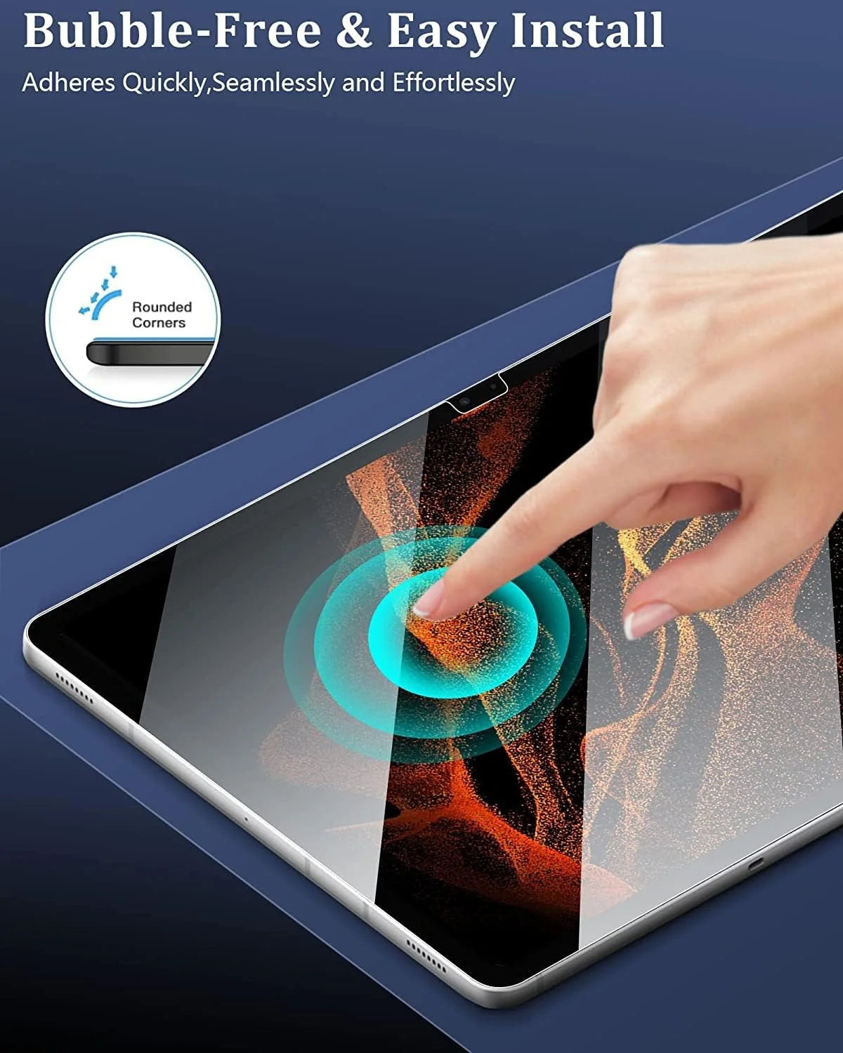 محافظ صفحه نمایش [بسته 2 عددی] Muzz برای تبلت سامسونگ گلکسی تب S8 Ultra 14.6 اینچ 2022 (SM-X900/SM-X906)، نصب آسان/ضد خش/وضوح بالا/فیلم شیشه ای سخت شده با سختی 9H