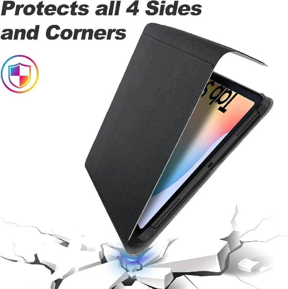 کیبورد تبلت با کاور چرمی محافظ هوشمند بی‌سیم بلوتوثی جداشدنی ضدآب با پایه مغناطیسی و محافظ صفحه نمایش شیشه‌ای حرارت دیده مناسب برای تبلت سامسونگ گلکسی تب S6 لایت 10.4 اینچ