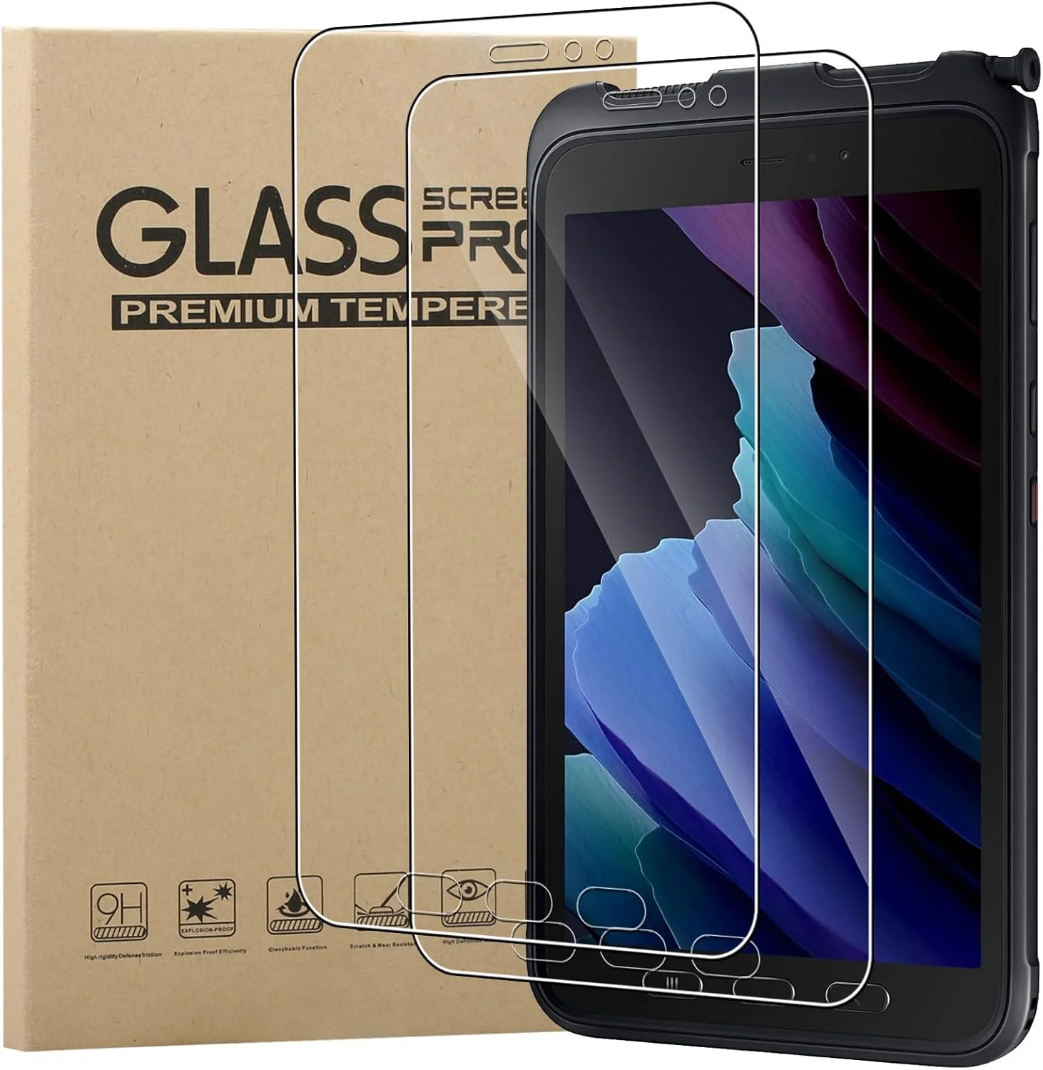 محافظ صفحه نمایش KZIOACSH برای Samsung Galaxy Tab Active 3، بسته 2 عددی فوق شفاف [وضوح HD] [ضد خش] فیلم شیشه ای حرارت دیده [سختی 9H] حساس به لمس ضد اثر انگشت محافظ صفحه نمایش