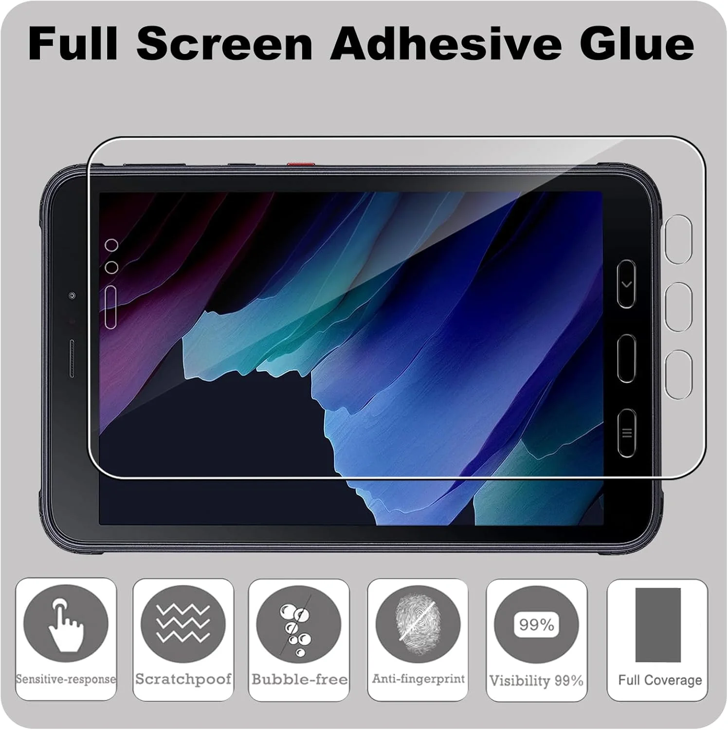 محافظ صفحه نمایش KZIOACSH برای Samsung Galaxy Tab Active 3، بسته 2 عددی فوق شفاف [وضوح HD] [ضد خش] فیلم شیشه ای حرارت دیده [سختی 9H] حساس به لمس ضد اثر انگشت محافظ صفحه نمایش