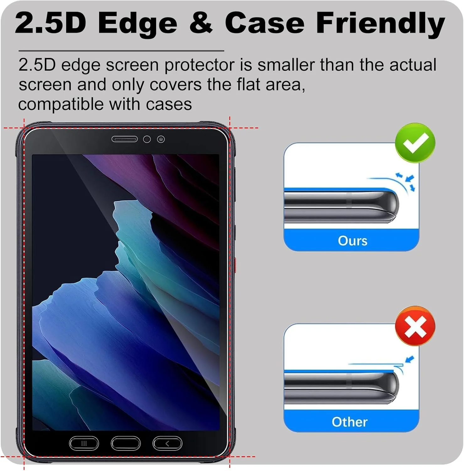 محافظ صفحه نمایش KZIOACSH برای Samsung Galaxy Tab Active 3، بسته 2 عددی فوق شفاف [وضوح HD] [ضد خش] فیلم شیشه ای حرارت دیده [سختی 9H] حساس به لمس ضد اثر انگشت محافظ صفحه نمایش