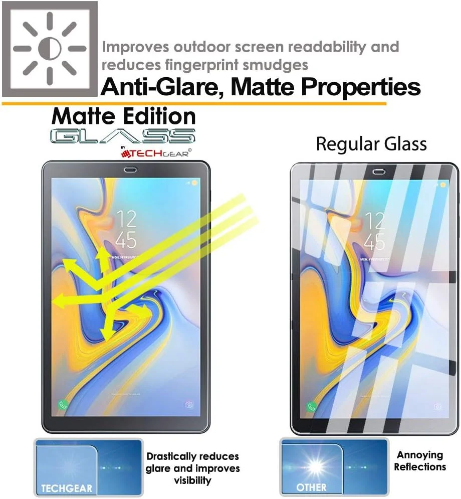 محافظ صفحه نمایش مات TECHGEAR سازگار با تبلت سامسونگ گلکسی تب A 10.5 اینچ (سری T590) - شیشه حرارت دیده واقعی محافظ صفحه نمایش مات TECHGEAR سازگار با تبلت سامسونگ گلکسی تب A 10.5 اینچ (سری T590) - شیشه حرارت دیده واقعی