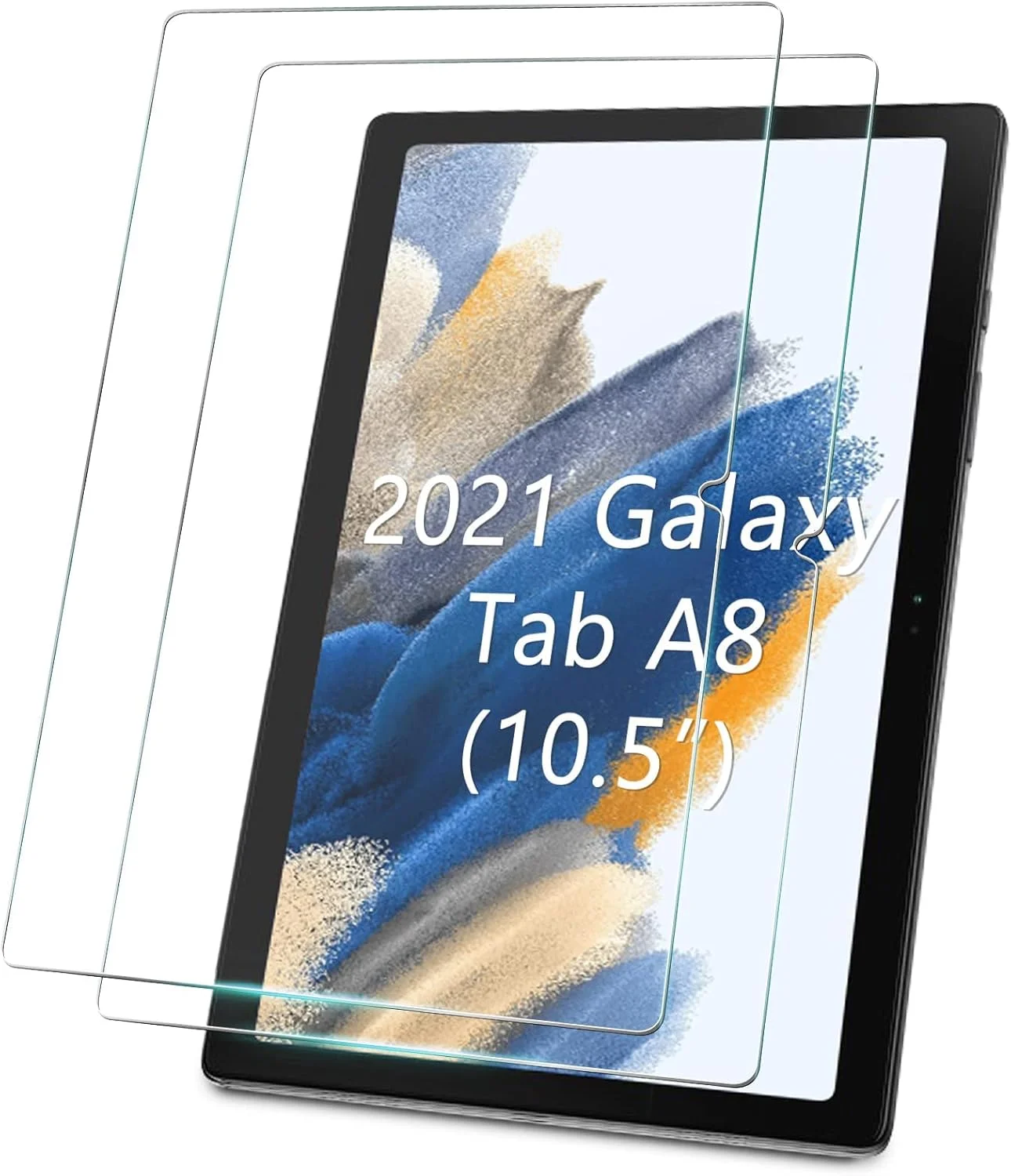 محافظ صفحه نمایش شیشه ای حرارت دیده AWH [بسته 2 عددی] برای تبلت سامسونگ گلکسی تب A8 10.5 اینچ، بدون حباب، ضد خش، سازگار با قاب.