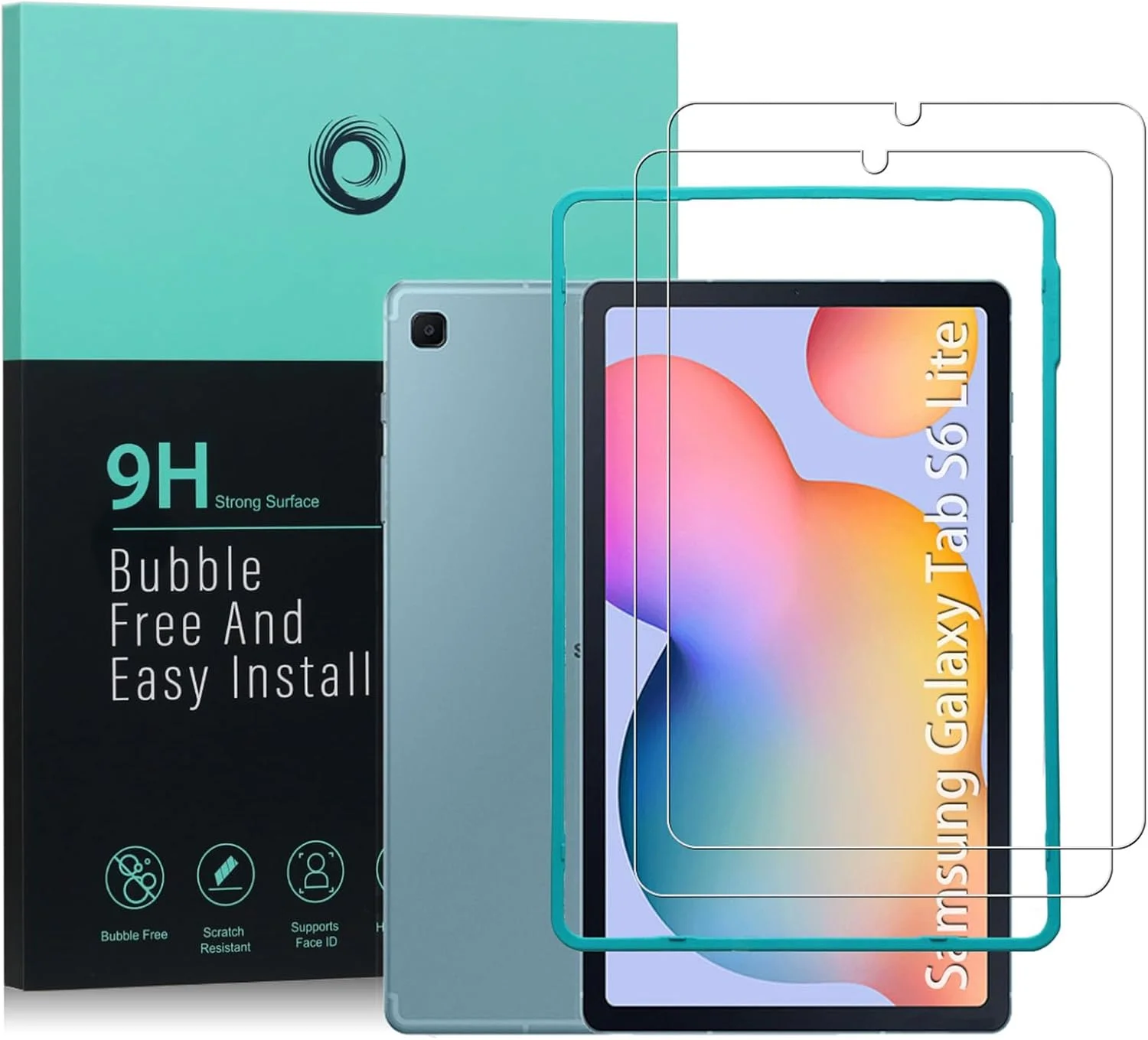 محافظ صفحه نمایش Ibywind برای Samsung Galaxy Tab S6 Lite (2020/2022/2024) 10.4 اینچ، با 2 عدد شیشه حرارت دیده [حسگر اثر انگشت، نصب آسان]