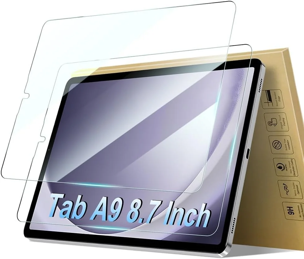 محافظ صفحه نمایش Gruattreay برای تبلت گلکسی تب A9 با اندازه 8.7 اینچ، وضوح بالا، نصب آسان، شیشه حرارت دیده با سختی 9H مناسب برای تبلت گلکسی تب A9 مدل 2023 (بسته 2 عددی)