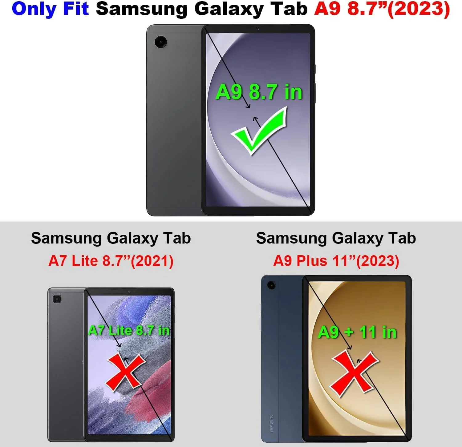 محافظ صفحه نمایش Gruattreay برای تبلت گلکسی تب A9 با اندازه 8.7 اینچ، وضوح بالا، نصب آسان، شیشه حرارت دیده با سختی 9H مناسب برای تبلت گلکسی تب A9 مدل 2023 (بسته 2 عددی)