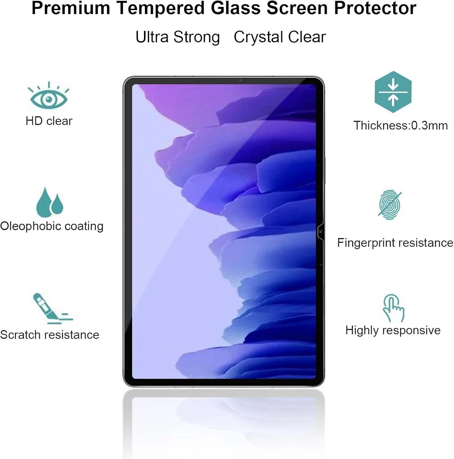 محافظ صفحه نمایش [بسته 2 عددی] Gerutek برای تبلت سامسونگ گلکسی A7 با صفحه نمایش 10.4 اینچ مدل 2022/2020، SM-T503/SM-T500/T505/T507، فیلم شیشه ای حرارت دیده [فوق العاده شفاف] [ضد خش] [سختی 9H] برای گلکسی تب A7، شفاف