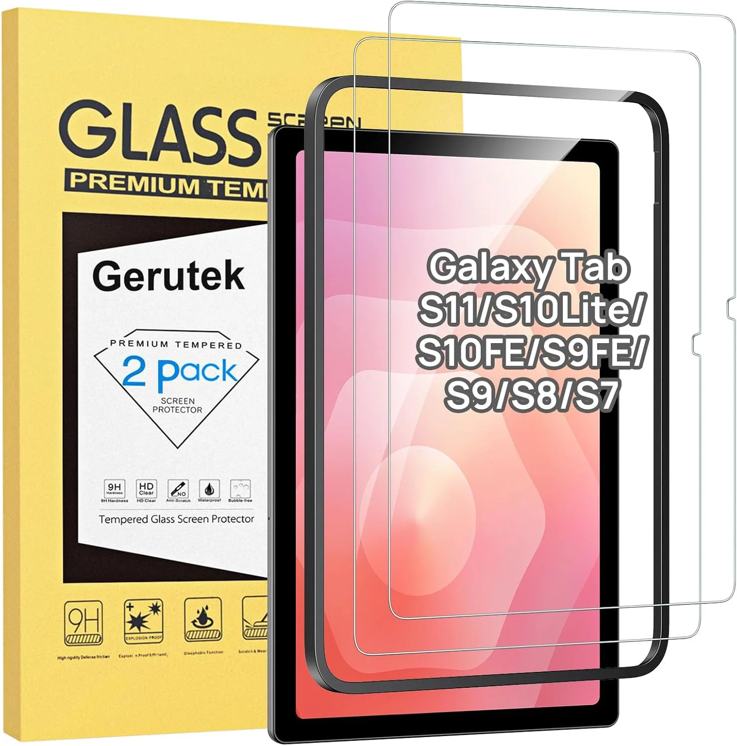 محافظ صفحه نمایش گروتک 2 عددی برای تبلت سامسونگ گلکسی تب S9 FE/S9/S8/S7، نصب آسان، شیشه حرارت دیده برای گلکسی تب S9 FE [فوق العاده شفاف][ضد خش][سختی 9H]