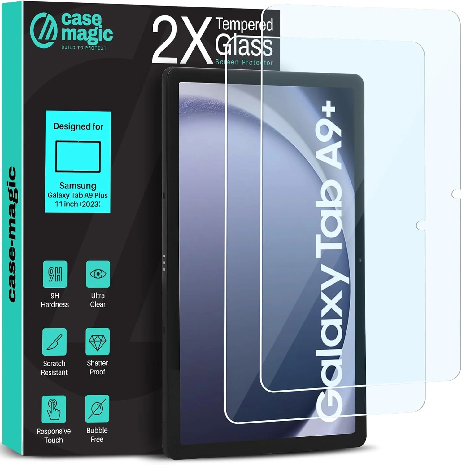 محافظ صفحه نمایش شیشه ای حرارت دیده Case-Magic بسته 2 عددی برای تبلت سامسونگ گلکسی تب A9 پلاس 11 اینچ 2023، سختی 9H، فوق العاده شفاف، مقاوم در برابر خراش، لمس حساس، ضد شکستن، بدون حباب محافظ صفحه نمایش شیشه ای حرارت دیده Case-Magic بسته 2 عددی برای تبلت سامسونگ گلکسی تب A9 پلاس 11 اینچ 2023، سختی 9H، فوق العاده شفاف، مقاوم در برابر خراش، لمس حساس، ضد شکستن، بدون حباب