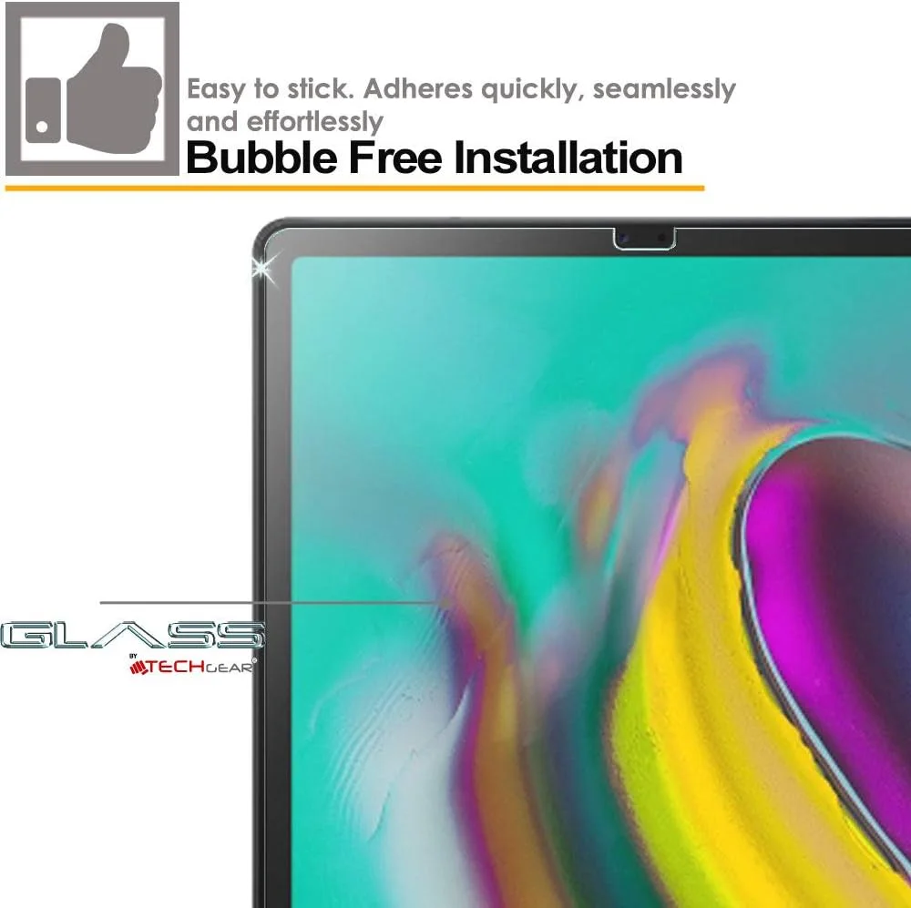 محافظ صفحه نمایش شیشه ای TECHGEAR [بسته 2 عددی] سازگار با Samsung Galaxy Tab S5e 10.5 اینچ (-T720 / -T725)، محافظ صفحه نمایش شیشه حرارت دیده [9H] [وضوح HD] [مقاوم در برابر خراش] [بدون حباب]