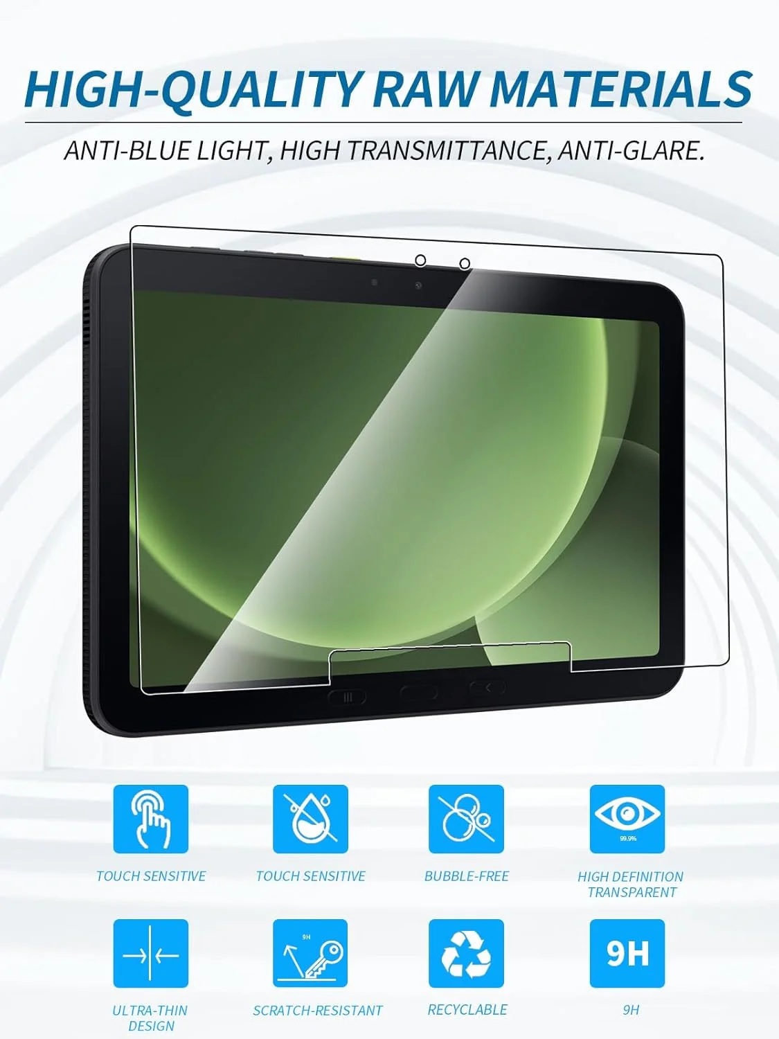 محافظ صفحه نمایش yystao (دو عددی) برای تبلت سامسونگ گلکسی تب اکتیو 5 پرو 10.1 اینچی، فیلم شیشه ای حرارت دیده - بادوام، ضد خش، حساس به لمس، ضد اثر انگشت