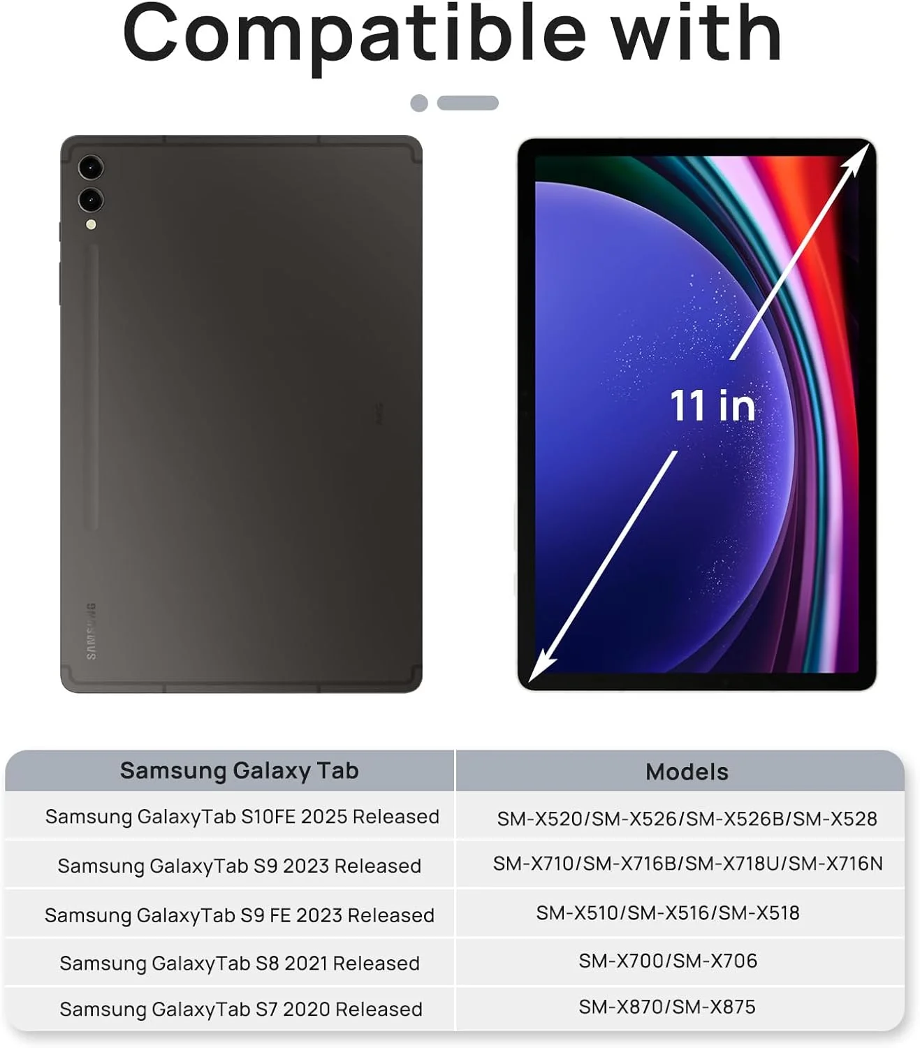 محافظ صفحه نمایش شیشه ای حرارت دیده Guretok برای تبلت سامسونگ گلکسی تب S9/S9 FE/S8/S7 11 اینچی، فیلم شیشه ای حرارت دیده با قاب ساده، مقاوم در برابر خراش، وضوح HD، بسته 3 عددی