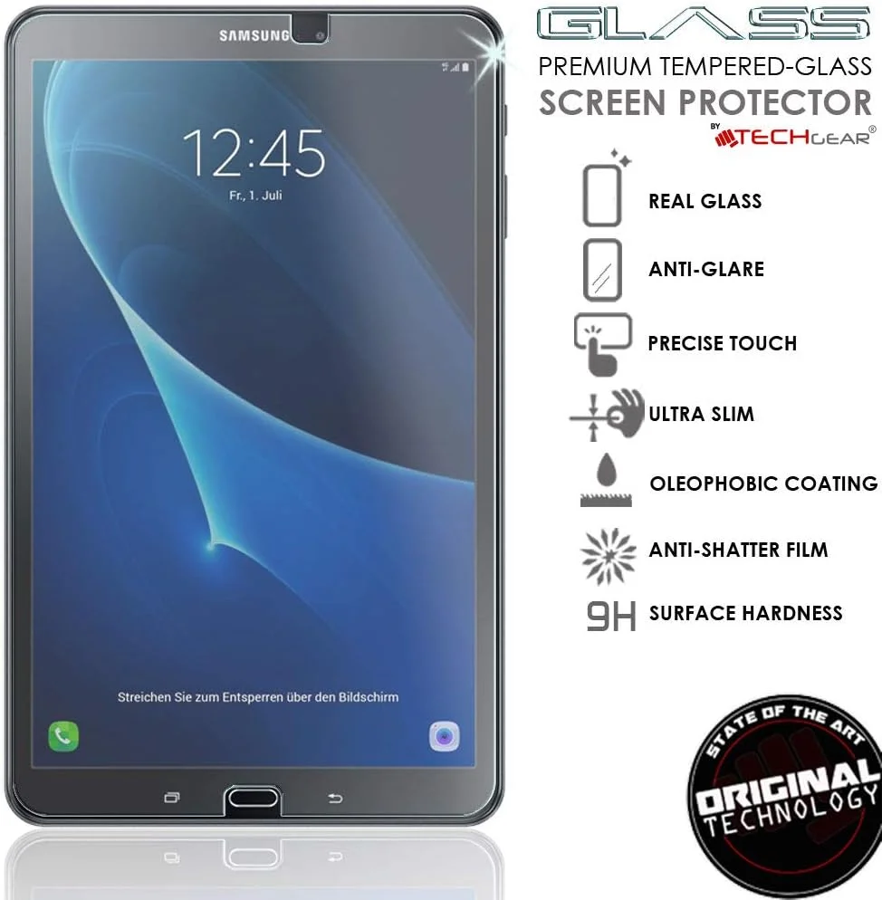 محافظ صفحه نمایش مات ضد تابش نور TECHGEAR سازگار با Samsung Galaxy Tab A 6 10.1" 2016/2018 (-T580 Series) - نسخه شیشه ای مات، محافظ صفحه نمایش شیشه ای حرارت دیده