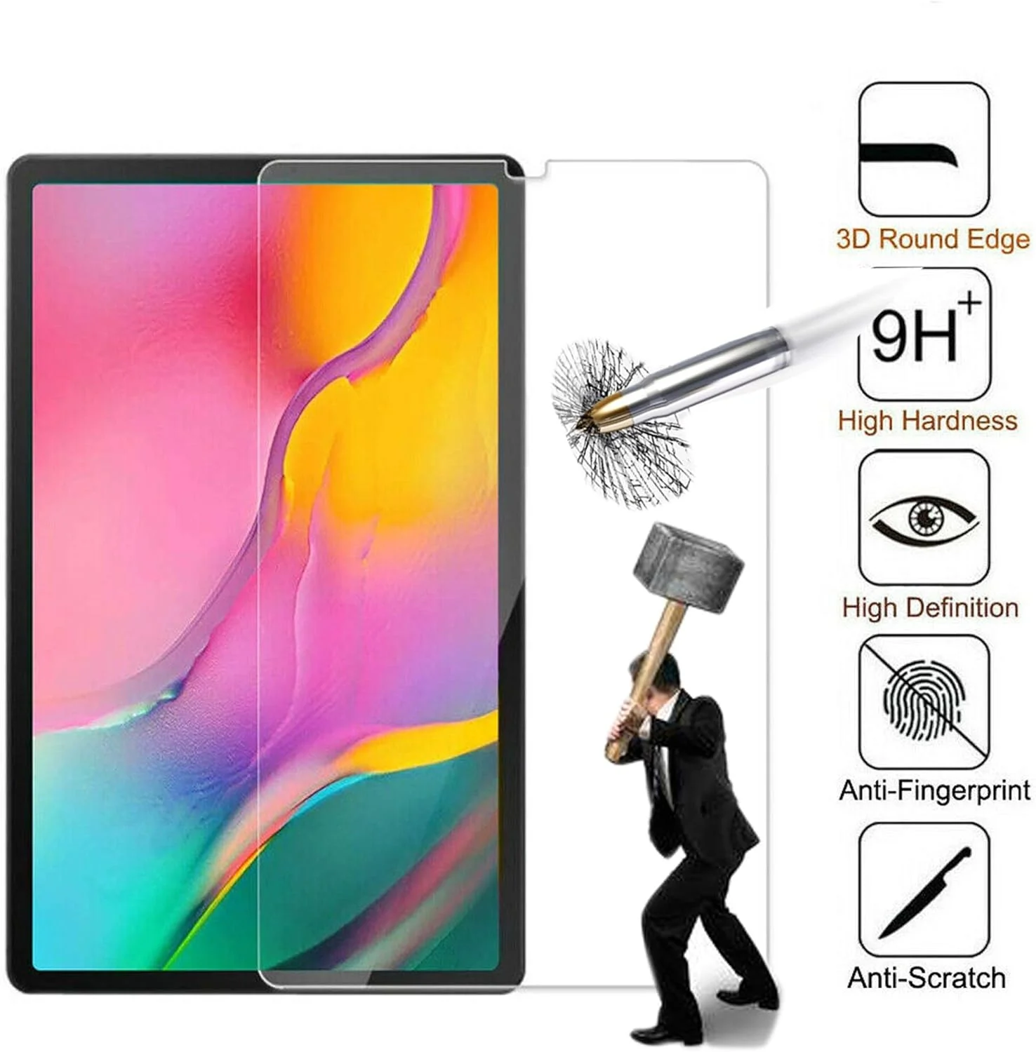 محافظ صفحه نمایش شیشه ای حرارت دیده موبایل استاف برای تبلت سامسونگ گلکسی تب A T515/T510 10.1 2019، [ضد خش] [نصب آسان] [بدون حباب]