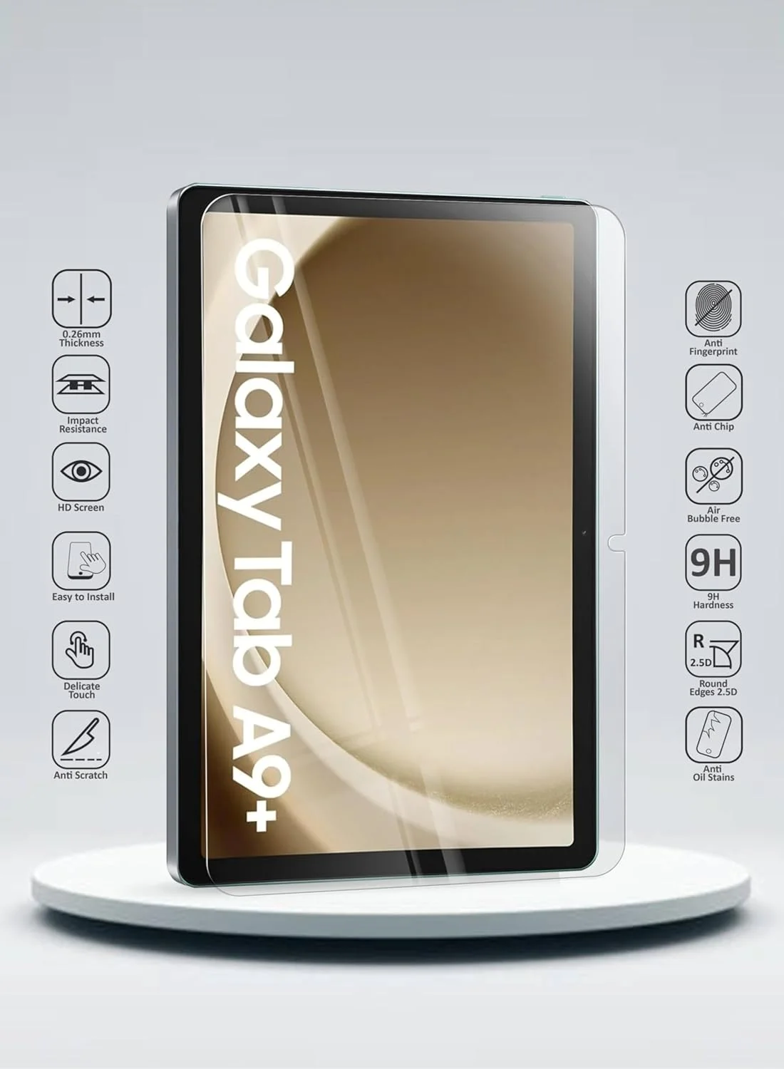 محافظ صفحه نمایش شیشه ای حرارت دیده Wtech 9H Ultra HD برای تبلت سامسونگ گلکسی تب A9+/A9 پلاس 11.0 اینچ (X210/X215/X216)، شفاف