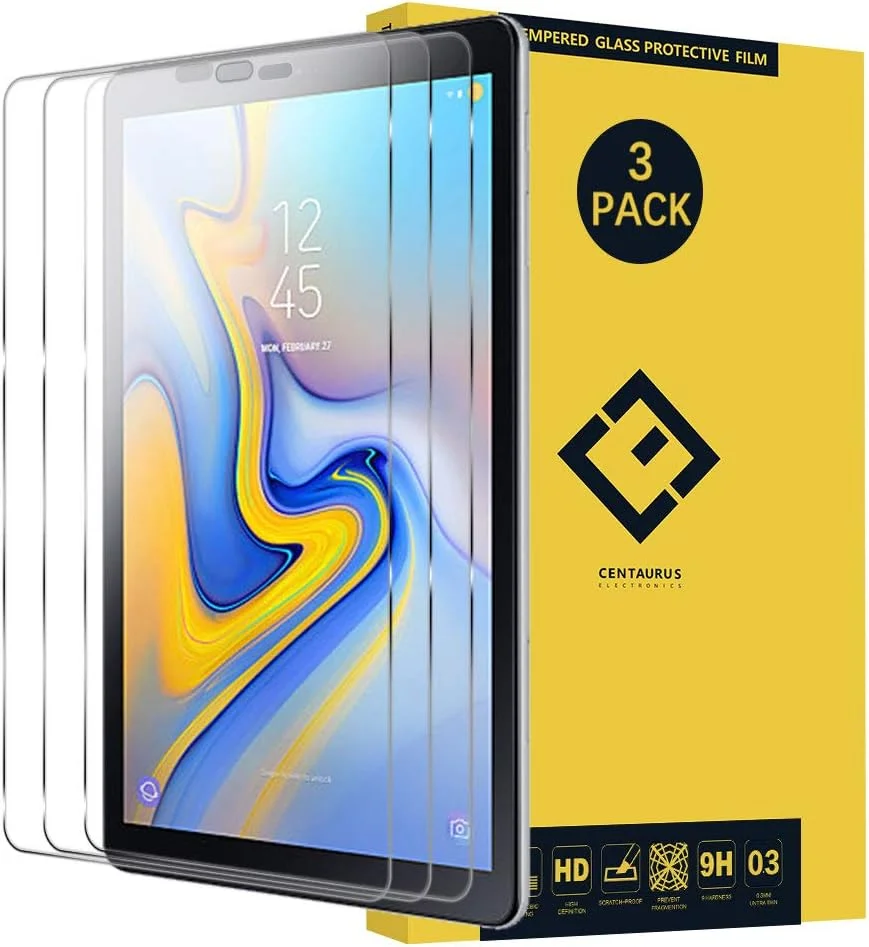 محافظ صفحه نمایش تبلت گلکسی تب A 10.5 اینچ CE CENTAURUS ELECTRONICS، (بسته 3 عددی) فیلم محافظ شیشه ای حرارت دیده فوق العاده نازک و شفاف مقاوم در برابر شکستگی، جایگزین برای گلکسی تب A 10.5 / تب A2 XL -T590 WiFi -T595 LTE
