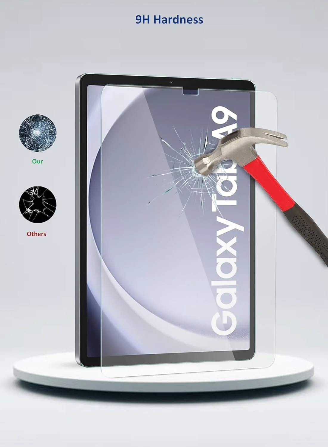 محافظ صفحه نمایش شیشه ای خمیده Wtech سری Premium با پوشش کامل برای تبلت سامسونگ گلکسی تب A9 وای فای 2023 و سامسونگ گلکسی تب A9 4G 2023، سایز 8.7 اینچ، شفاف
