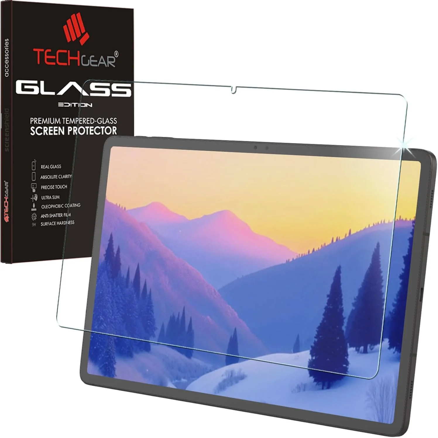 محافظ صفحه نمایش شیشه ای حرارت دیده TECHGEAR برای تبلت سامسونگ گلکسی تب S9 FE با اندازه 10.9 اینچ مدل SM-X510 / SM-X516، سختی 9H، وضوح HD، ضد خش و بدون حباب