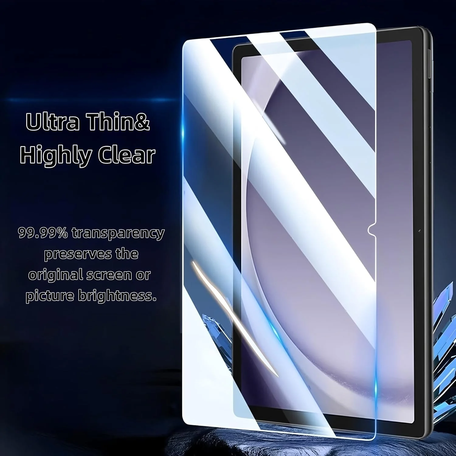 محافظ صفحه نمایش شیشه ای حرارتی گوشی گلکسی تب A9 پلاس سامسونگ (11 اینچ 2023)، مدل SM-X210/X216/X218، بسته 2 عددی، فیلم شیشه ای حرارتی با وضوح HD 99.99%، مقاوم در برابر خش