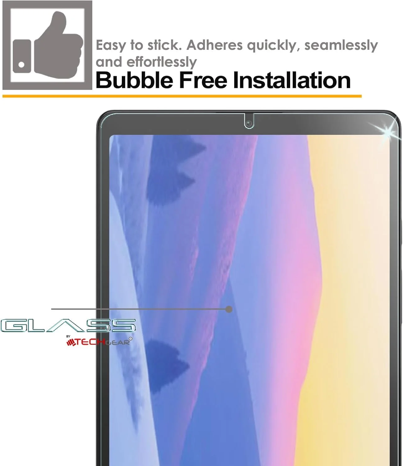 محافظ صفحه نمایش شیشه ای TECHGEAR Galaxy Tab A9 8.7 اینچی (SM-X110 / SM-X115) [سختی 9H] [وضوح HD] [مقاوم در برابر خراش] [بدون حباب] ساخته شده برای Samsung Galaxy Tab A9 2023