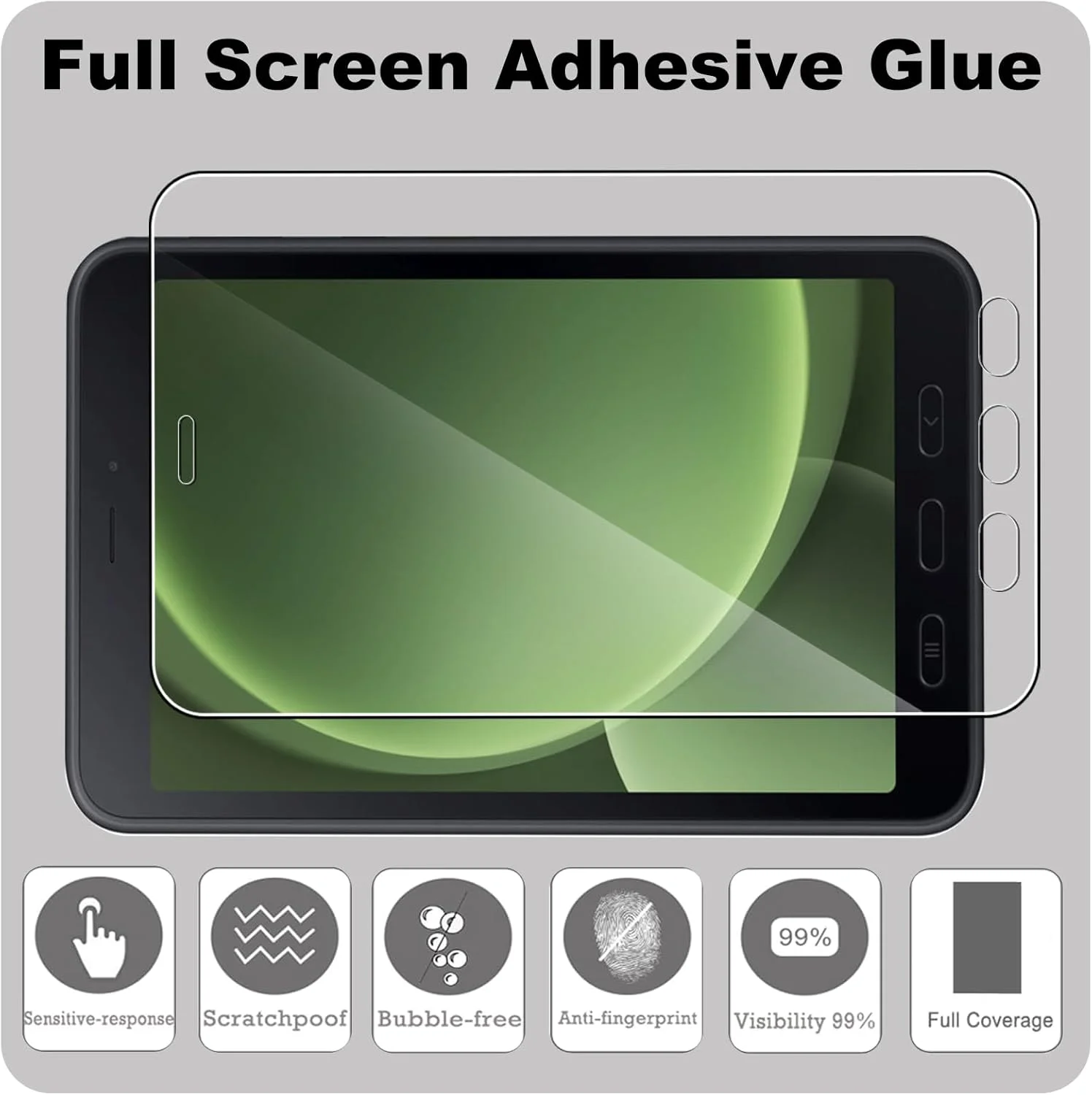 محافظ صفحه نمایش KZIOACSH برای تبلت سامسونگ گلکسی تب اکتیو 5 8 اینچی، بسته 2 عددی شیشه حرارت دیده شفاف HD مقاوم در برابر خش [سختی 9H] لمس حساس فیلم محافظ صفحه نمایش ضد اثر انگشت