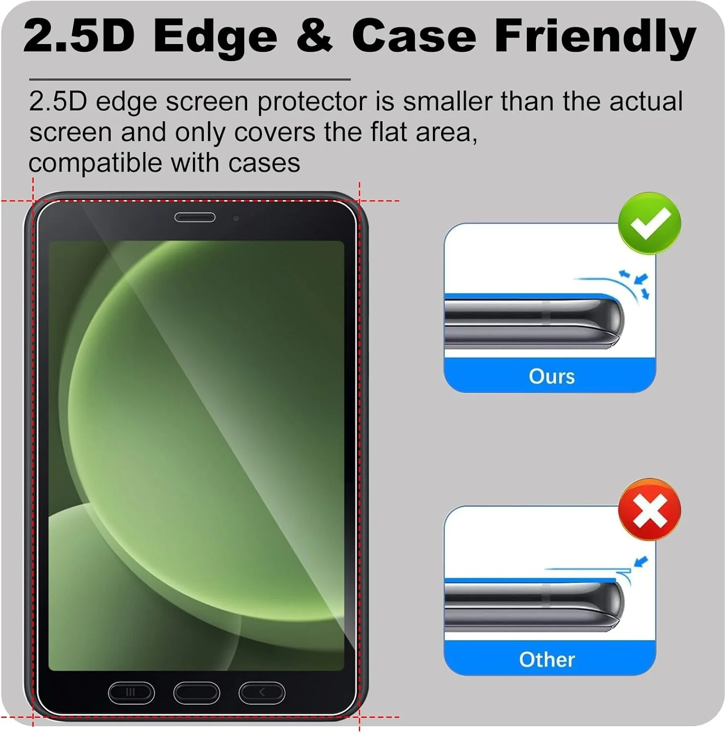 محافظ صفحه نمایش KZIOACSH برای تبلت سامسونگ گلکسی تب اکتیو 5 8 اینچی، بسته 2 عددی شیشه حرارت دیده شفاف HD مقاوم در برابر خش [سختی 9H] لمس حساس فیلم محافظ صفحه نمایش ضد اثر انگشت