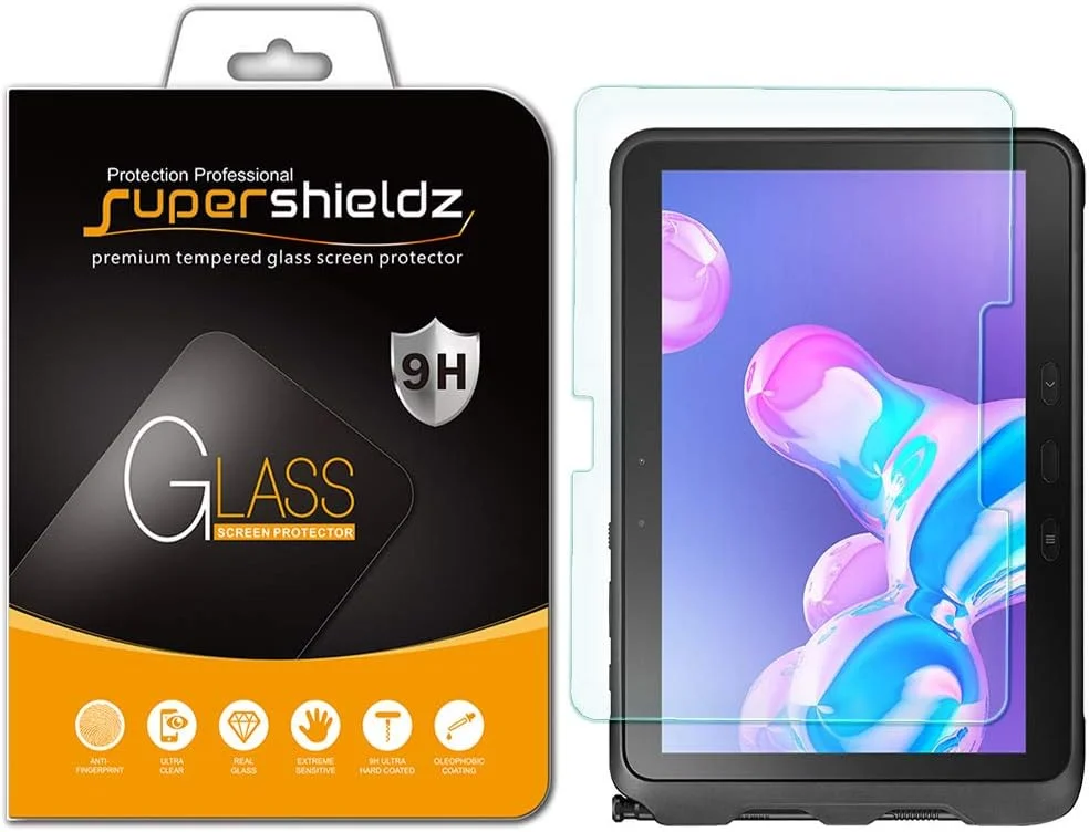 محافظ صفحه نمایش شیشه ای حرارت دیده Supershieldz برای تبلت سامسونگ گلکسی تب اکتیو پرو 10.1 اینچ (-T547)، ضد خش و بدون حباب