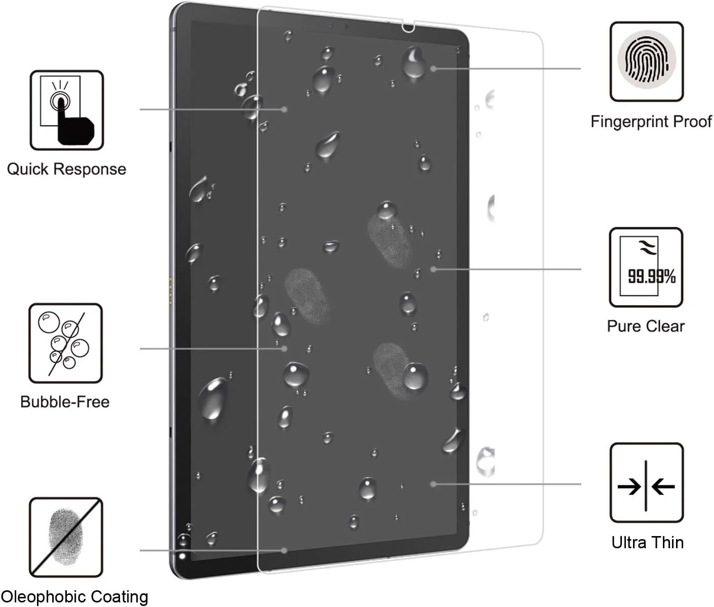 محافظ صفحه نمایش AWH برای Samsung Galaxy Tab S6 Lite، محافظ صفحه نمایش شیشه ای حرارت دیده با لبه گرد 2.5D و سختی 9H ممتاز برای Samsung Galaxy Tab S6 Lite 10.4 اینچی