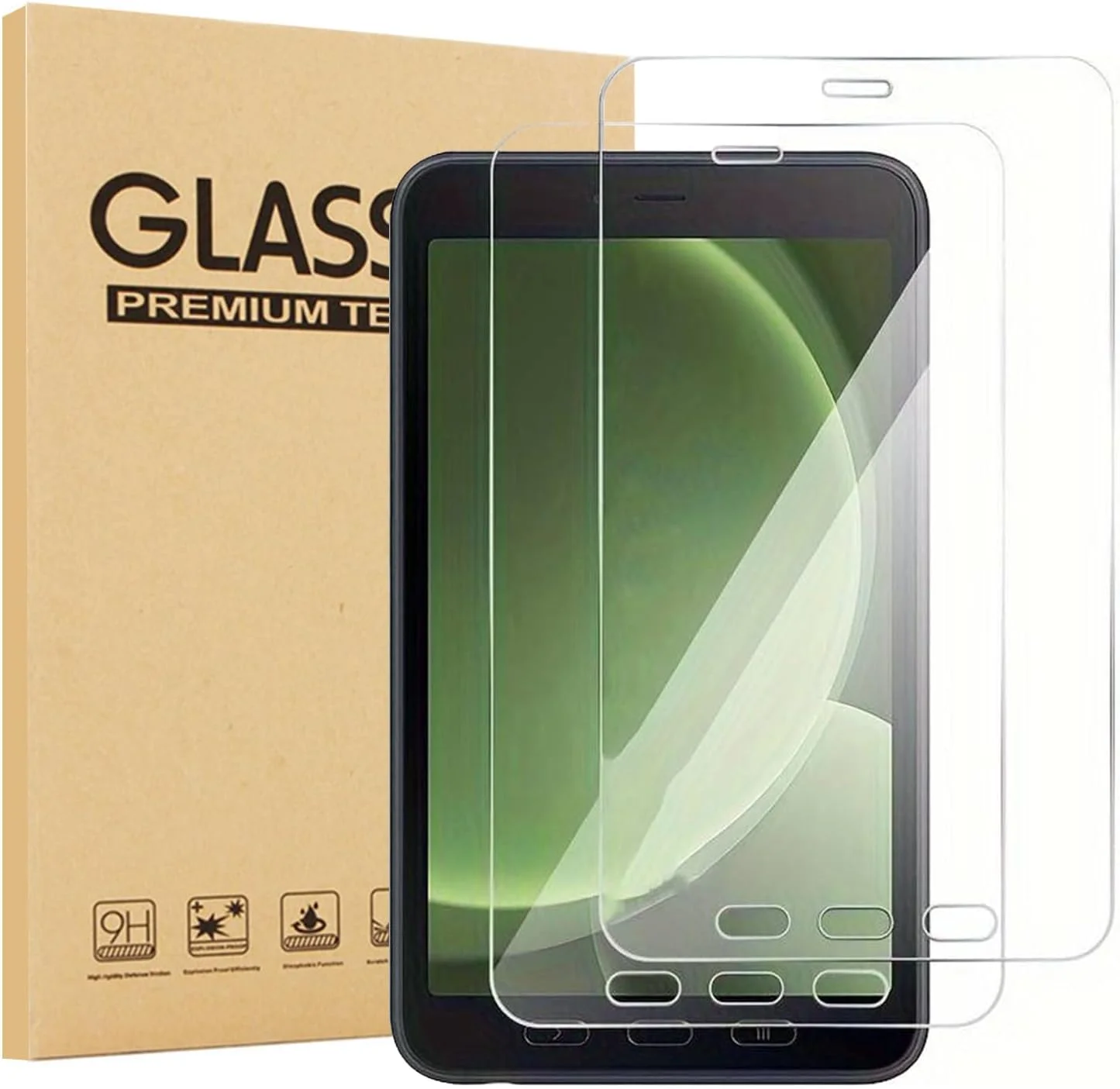 محافظ صفحه نمایش شیشه ای الیت گجت 2 عددی برای تبلت سامسونگ گلکسی تب اکتیو 5 8.0 اینچی (SM-X300/SM-X306/SM-X308) - فیلم شیشه ای حرارت دیده / کیفیت بالا / سختی 9H