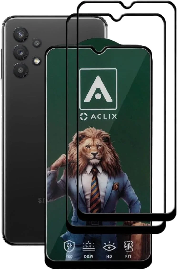 محافظ صفحه نمایش ACLIX (2 عدد) برای گوشی سامسونگ گلکسی A32 5G - شیشه حرارت دیده با سختی 9H - ضد الکتریسیته ساکن ESD، کیفیت و وضوح بالا