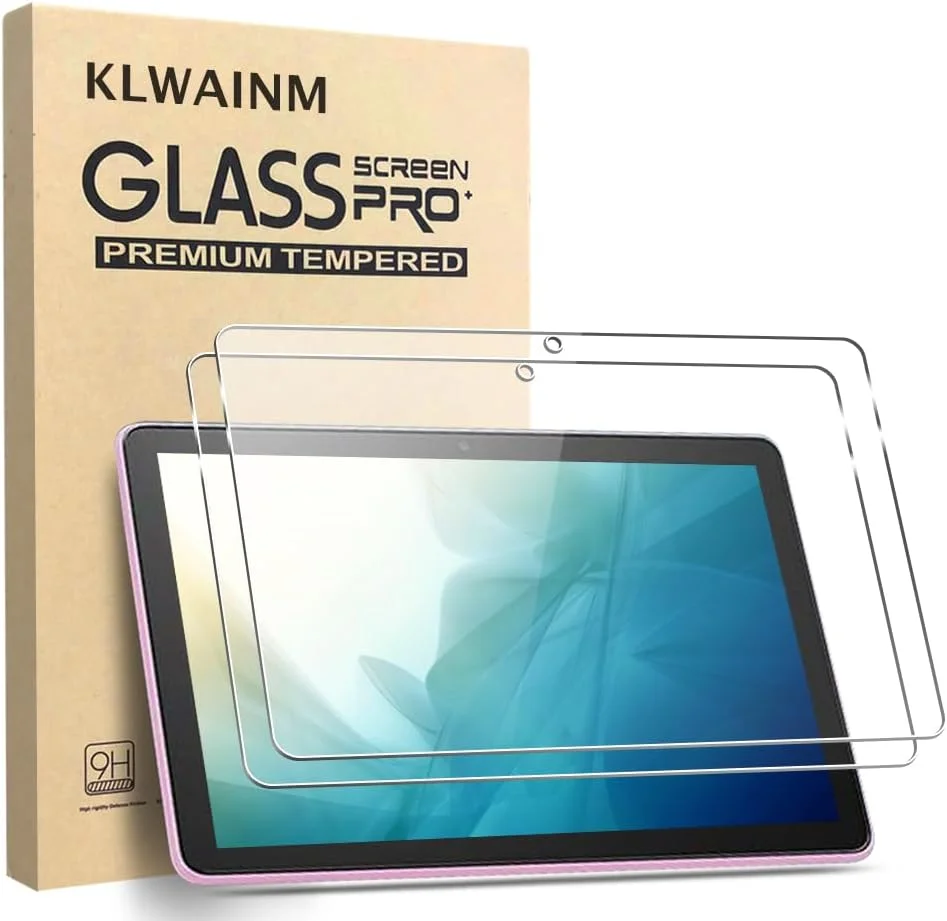 محافظ صفحه نمایش شیشه ای حرارت دیده تبلت 10.1 اینچی KLWAINM [بسته 2 عددی] مدل 10 Plus 2023، دارای سختی 9H، ضد خش، شفاف HD و بدون حباب