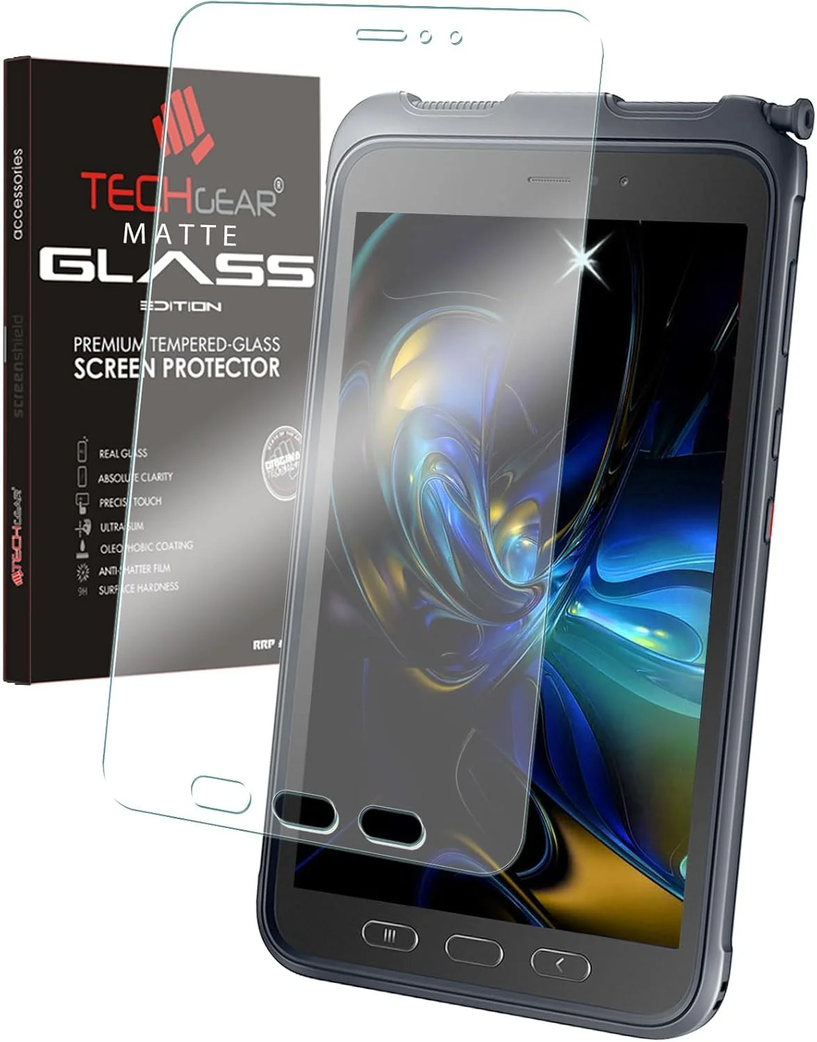 محافظ صفحه نمایش مات شیشه ای TECHGEAR ضد انعکاس نور مناسب برای تبلت گلکسی تب اکتیو 3 8 اینچی، محافظ صفحه نمایش شیشه حرارت دیده [سختی 9H] [مقاوم در برابر خراش] طراحی شده برای Samsung Galaxy Tab Active 3 SM-T570 / T575 / T577