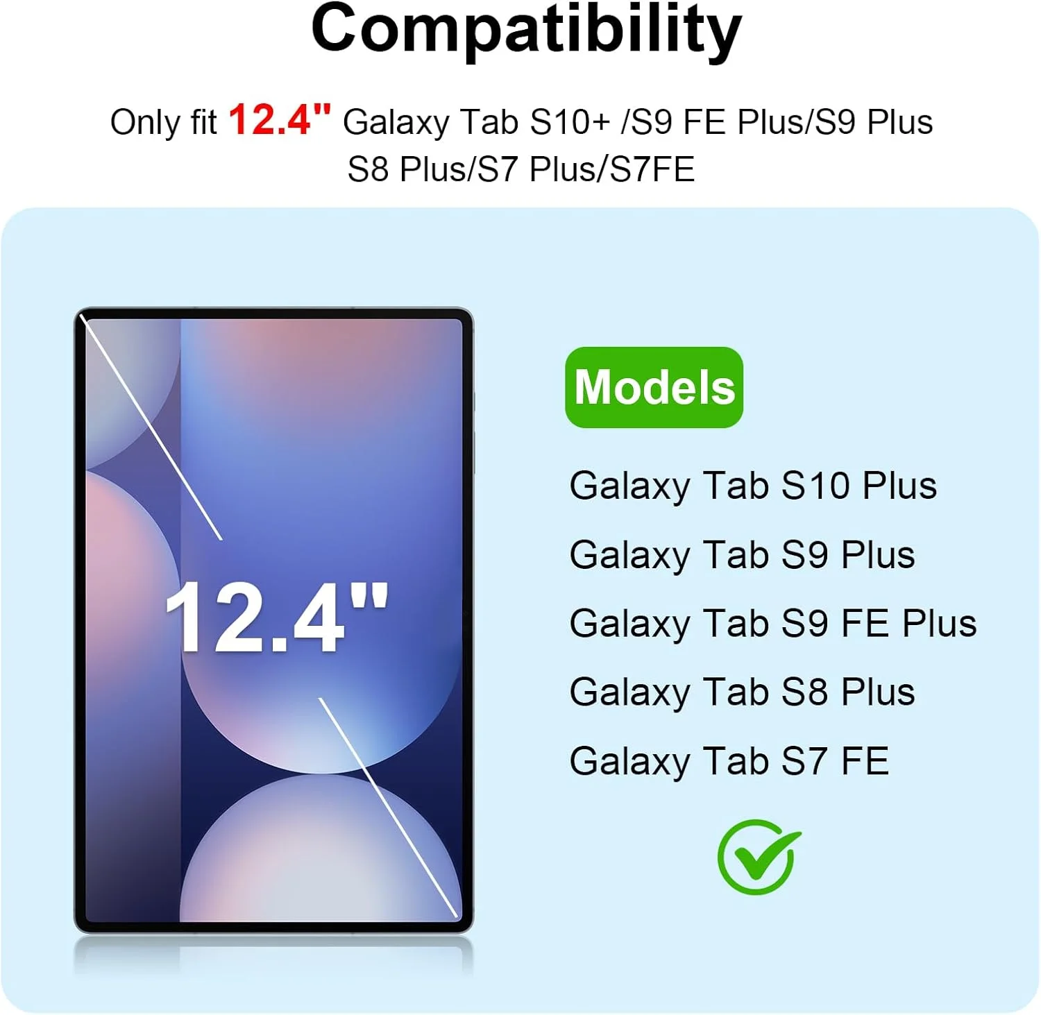 محافظ صفحه نمایش 2 عددی SSS·GRGB برای تبلت سامسونگ گلکسی تب S10 پلاس/S9 پلاس/S9 FE پلاس/S8 پلاس/S7 FE با اندازه 12.4 اینچ، فیلم شیشه ای حرارت دیده با وضوح بالا، سازگار با قلم S Pen، ضد خش، سختی 9H، لمسی
