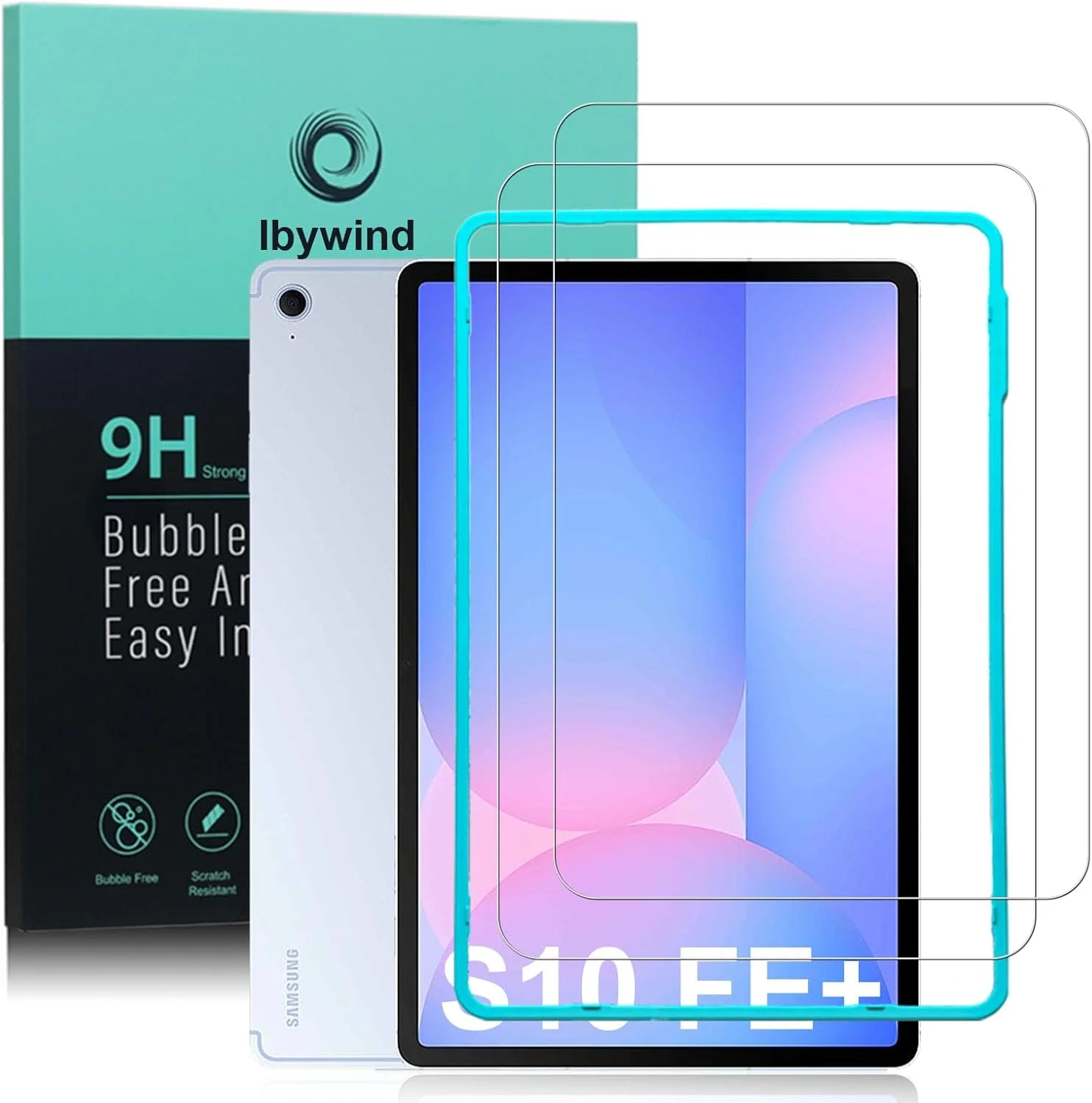 محافظ صفحه نمایش Ibywind برای تبلت سامسونگ گلکسی تب S10 FE+ 13.1 اینچ، شامل 2 عدد شیشه حرارت دیده [حسگر اثر انگشت، نصب آسان، محافظ صفحه نمایش پوشش کامل، مقاوم در برابر خراش، سختی 9H]