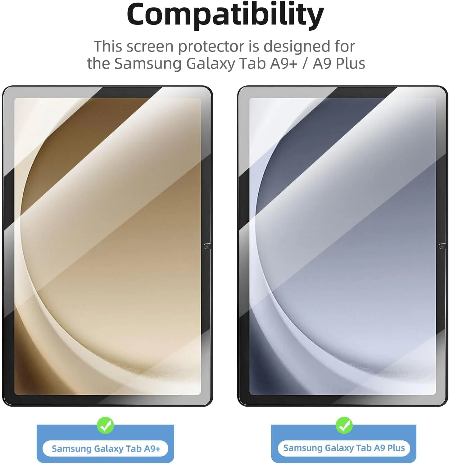 محافظ صفحه نمایش شیشه ای حرارت دیده NEW'C بسته 2 عددی برای تبلت سامسونگ گلکسی تب A9+ / A9 پلاس 11 اینچی / سختی 9H، 0.33 میلی متر فوق العاده شفاف، فوق العاده مقاوم