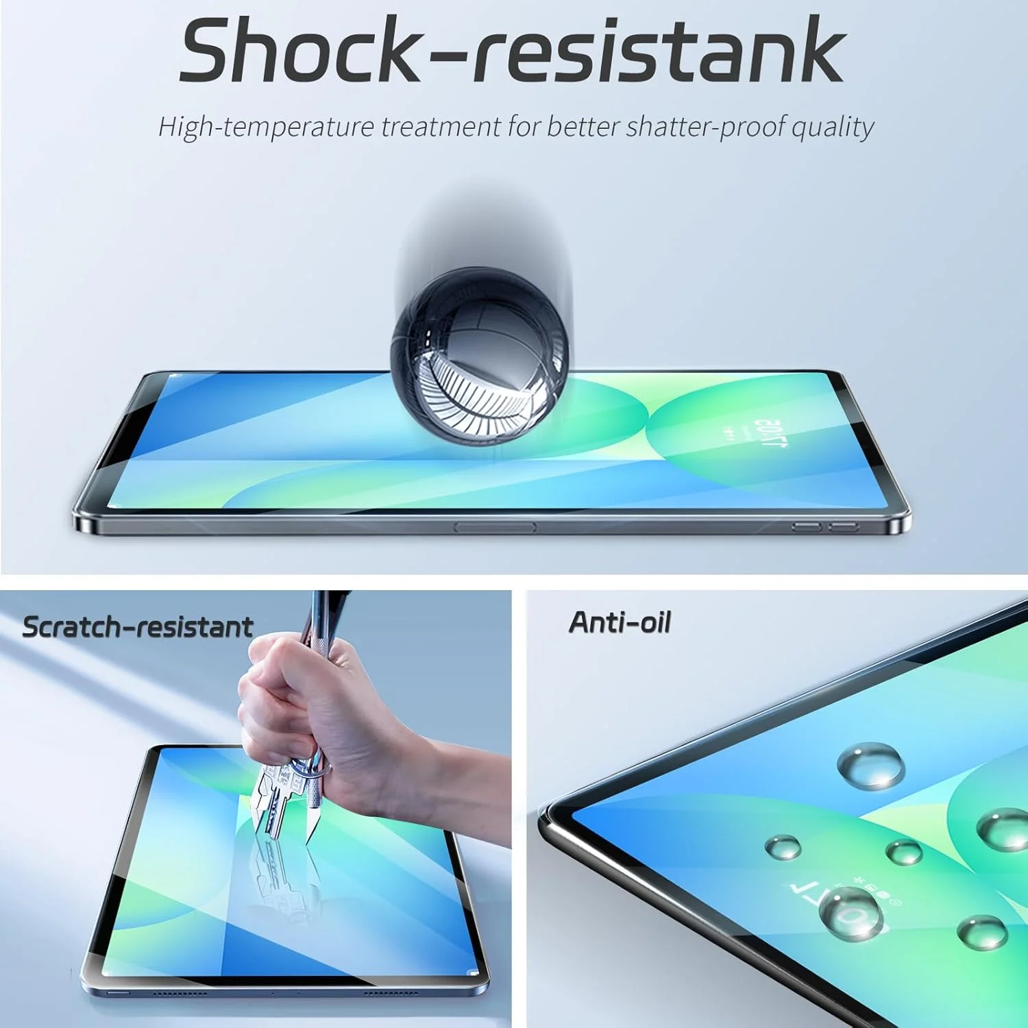 محافظ صفحه نمایش Junfire برای تبلت سامسونگ گلکسی تب S10 FE 2025 / S9 FE 10.9 اینچ / تب A9 پلاس / S9 / S8 / S7 11 اینچ، فیلم شیشه ای حرارت دیده ضد نور آبی، HD شفاف / بدون حباب / سازگار با قلم S، بسته 2 عددی