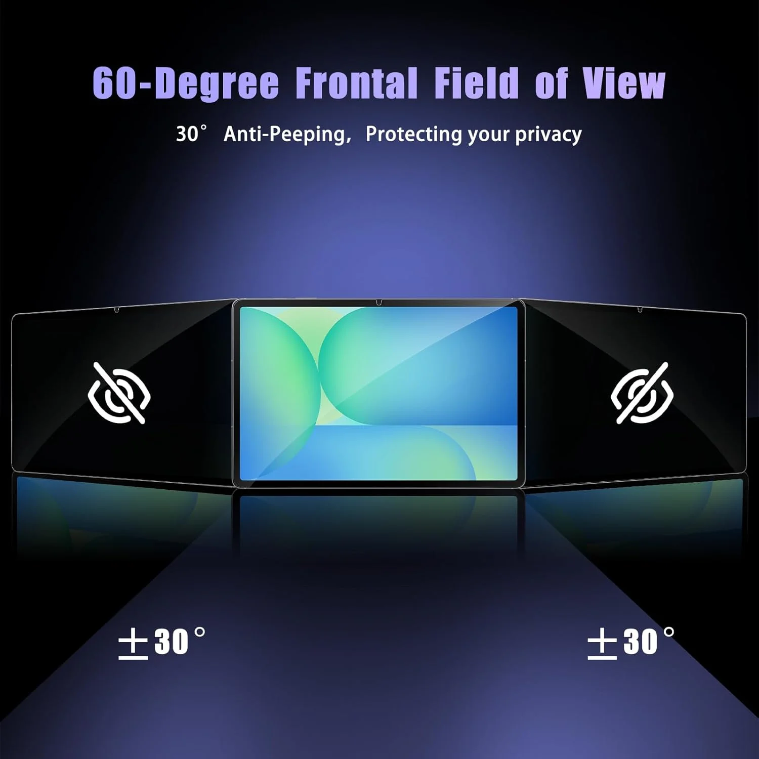 محافظ صفحه نمایش حریم خصوصی 180 درجه ToVioc برای تبلت سامسونگ گلکسی تب S10 FE+، محافظ صفحه نمایش سخت شده تبلت با سختی 9H، محافظ صفحه نمایش ضد جاسوسی برای گلکسی تب S10 FE+