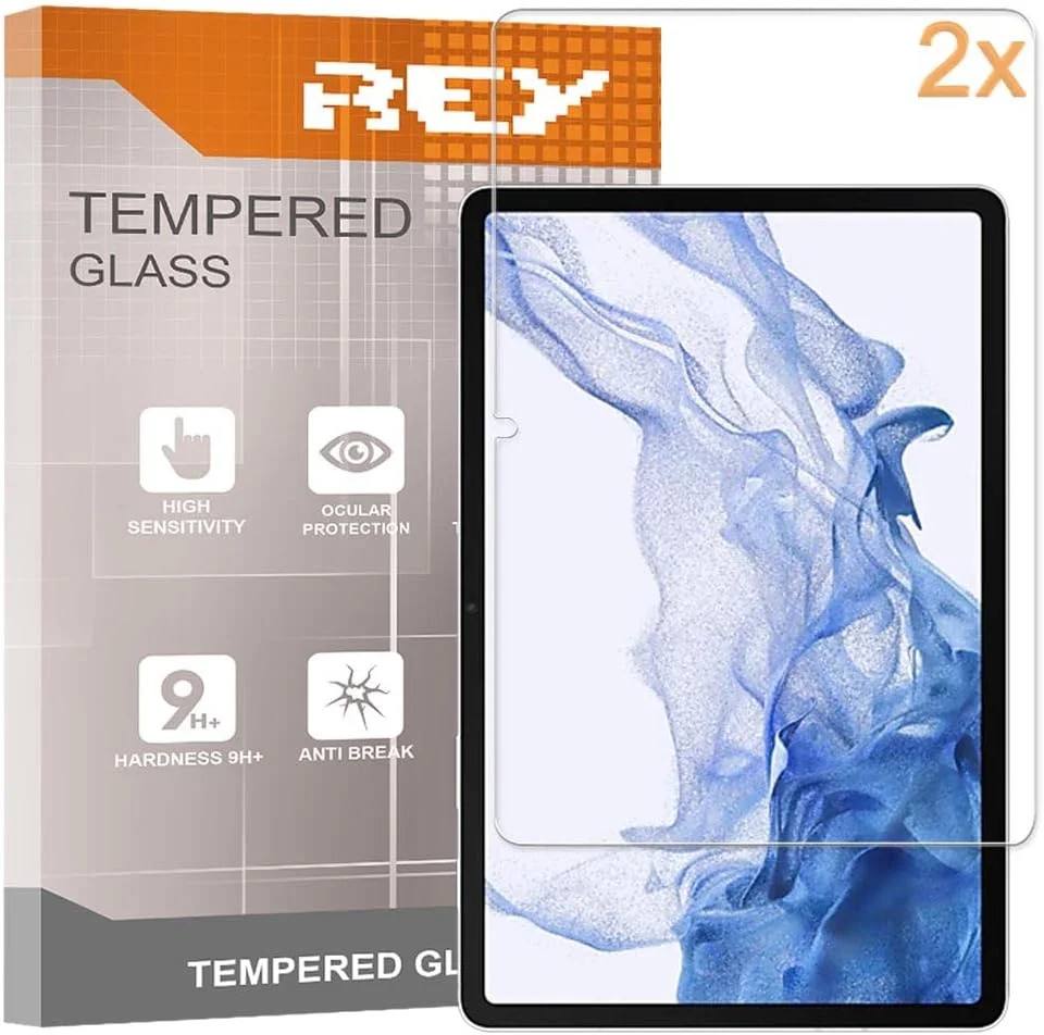 بسته 2 عددی محافظ صفحه نمایش شیشه ای تمپرد REY برای تبلت سامسونگ گلکسی تب S8 5G/WI-FI 11 اینچ، محافظ صفحه نمایش، سختی 9H+، ضد خش و ضد روغن