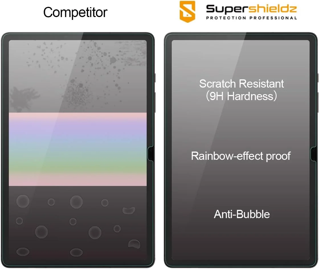 محافظ صفحه نمایش (2 عددی) Supershieldz، طراحی شده برای تبلت سامسونگ گلکسی تب S10 Lite / S10 FE / S9 FE (10.9 اینچ) / تب S9 (11 اینچ)، (شیشه حرارت دیده) ضد خش، بدون حباب