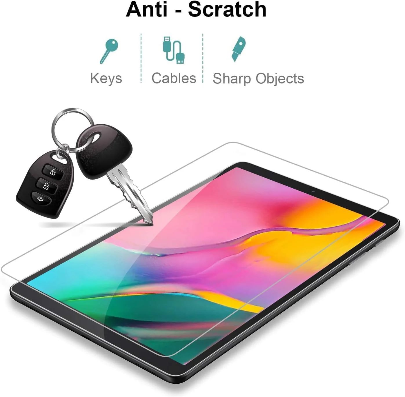 محافظ صفحه نمایش (2 عددی) A2One Stuff سازگار با تبلت سامسونگ گلکسی تب A 10.1 2019 (SM-T510/T515)، شیشه حرارت دیده فوق العاده شفاف ضد خش نصب آسان بدون حباب