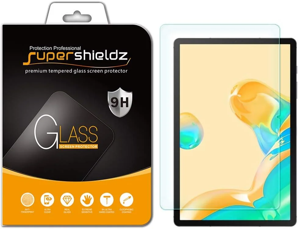 محافظ صفحه نمایش شیشه ای حرارت دیده سوپرشیلدز برای تبلت سامسونگ گلکسی تب S7 پلاس (12.4 اینچ)، 0.33 میلی متر، ضد خش، بدون حباب
