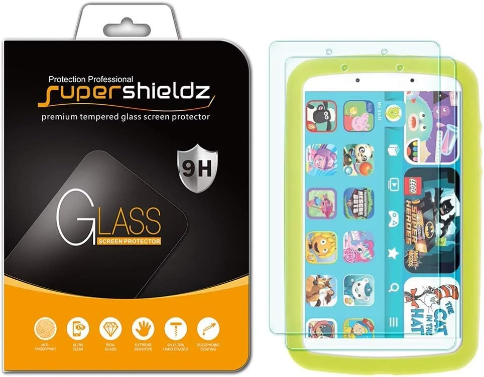 محافظ صفحه نمایش شیشه ای حرارت دیده سوپرشیلدز (2 عددی) برای تبلت سامسونگ گلکسی تب A Kids Edition (2019) 8 اینچی، 0.33 میلی متر، ضد خش، بدون حباب