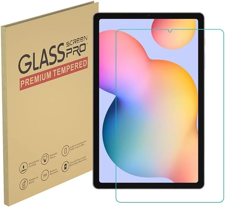 محافظ صفحه نمایش HYGMOCC برای تبلت سامسونگ گلکسی تب S6 لایت 10.4 اینچ 2024/2022/2020 (SM-P620/P625/P613/P619/P615/P610)، فیلم شیشه ای حرارت دیده، سختی 9H، ضد خش، سازگار با قاب، بدون حباب (1 عدد)